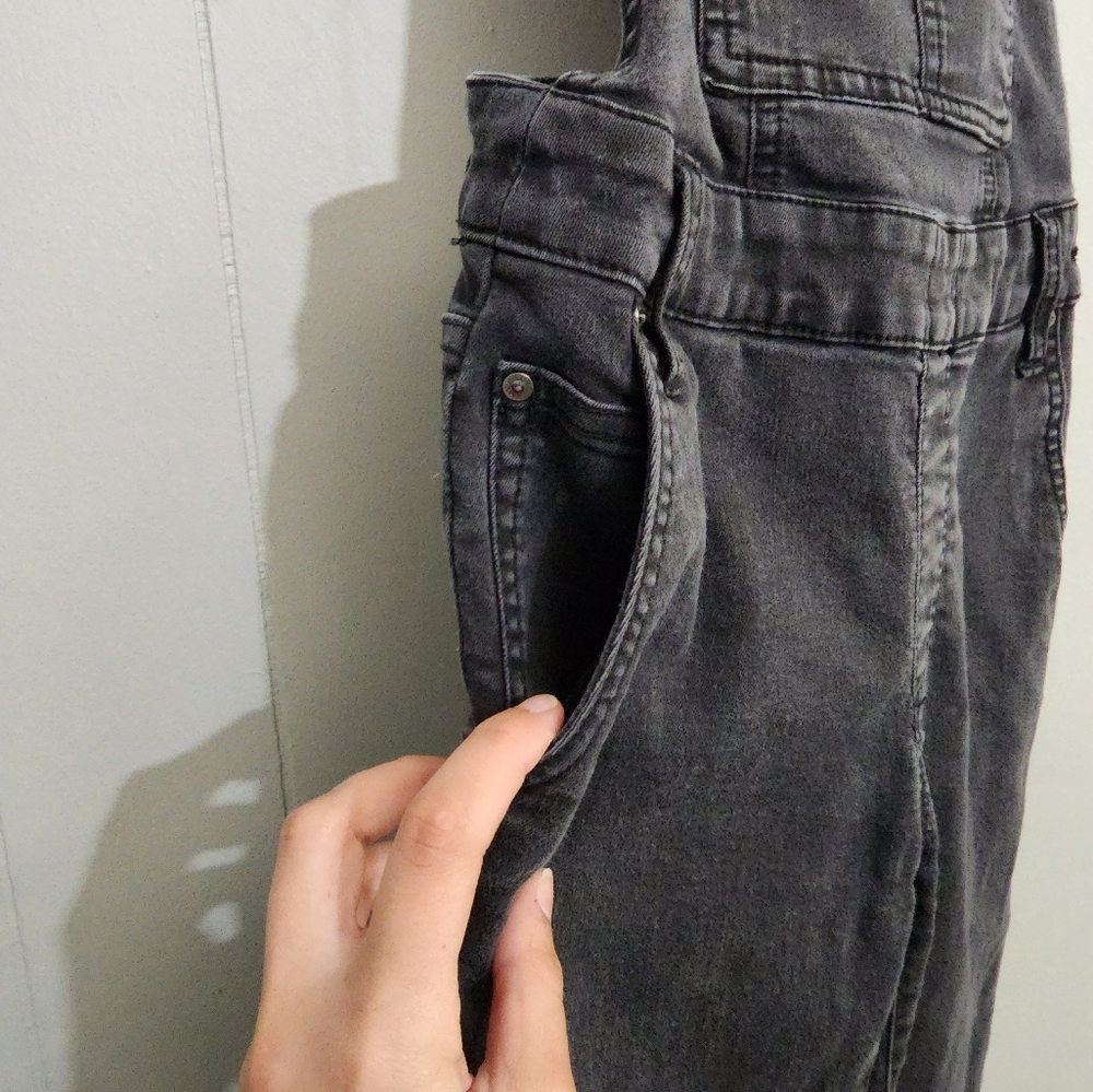 Free People Black Denim Skinny Jeans Overalls - Picture 5 of 13